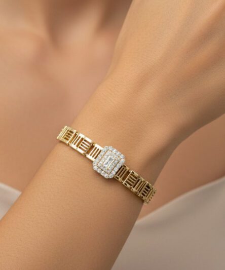XUPING JEWELRY 14 Ayar Altın Kaplama, Baget Zirkon Taşlı Bileklik
