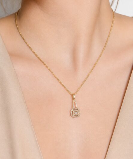 XUPING JEWELRY 14 Ayar Altın Kaplama, Baget Uzun Model Kolye