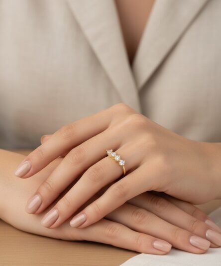 XUPING JEWELRY 14K Altın Kaplama Beş Taş VIP Serisi Yüzük