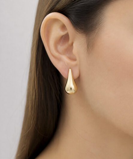 XUPING JEWELRY 14 Ayar Altın Kaplama, Yassı Uzun Damla Küpe