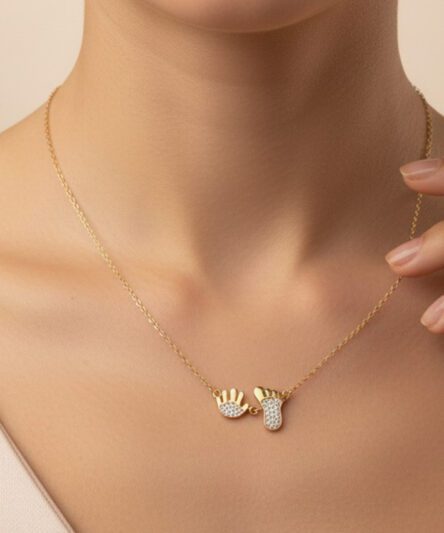 XUPING JEWELRY 14 Ayar Altın Kaplama, El/Ayak Zirkon Taşlı Kolye