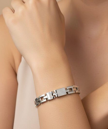 XUPING JEWELRY 14 Ayar Altın Kaplama, Hasır Gümüş Zirkon Taşlı Bileklik