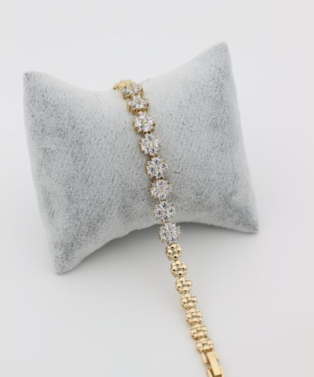 XUPING JEWELRY 14 Ayar Altın Kaplama, Ortası Çiçek Zirkon Taşlı Bileklik