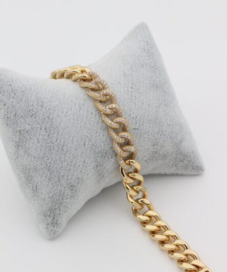 XUPING JEWELRY 14 Ayar Altın Kaplama, Burgu Ortası Zirkon Taşlı Bileklik
