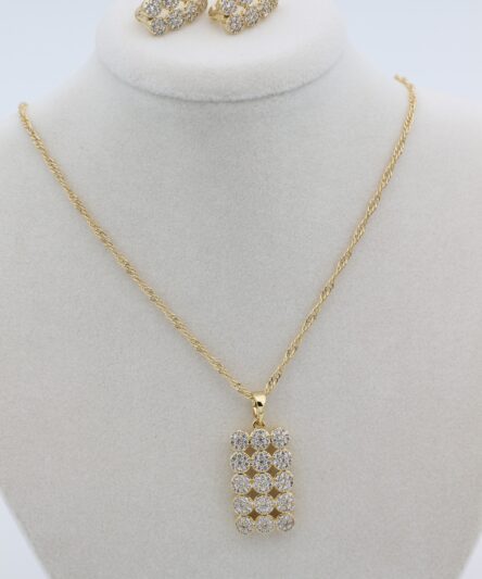 XUPING JEWELRY 14 Ayar Altın Kaplama, Nokta Kolye,Küpe Set
