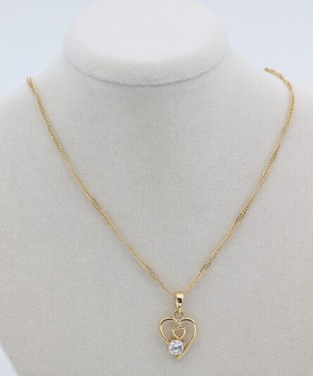 XUPING JEWELRY 14 Ayar Altın Kaplama, Kalp Zirkon Taşlı Kolye2