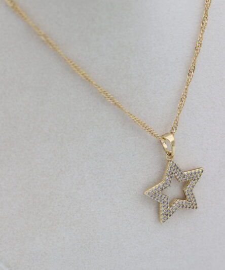 XUPING JEWELRY 14 Ayar Altın Kaplama, Yıldız Zirkon Taşlı Kolye