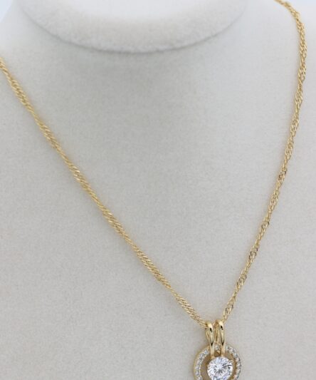 XUPING JEWELRY 14 Ayar Altın Kaplama, Yuvarlak Zirkon Taşlı Kolye