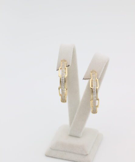 XUPING JEWELRY 14 Ayar Altın Kaplama, Halka Zirkon Taşlı Küpe
