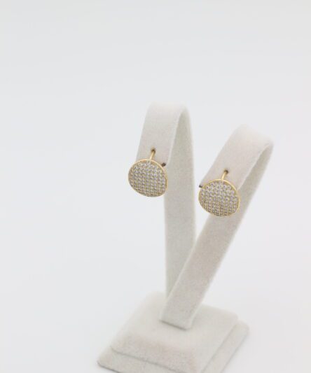 XUPING JEWELRY 14 Ayar Altın Kaplama, Yuvarlak Zirkon Taşlı Küpe