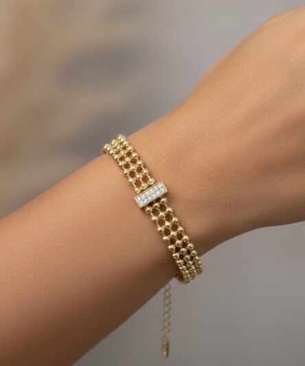 XUPING JEWELRY 14 Ayar Altın Kaplama, Nokta Taşlı Zirkon Taşlı Bileklik