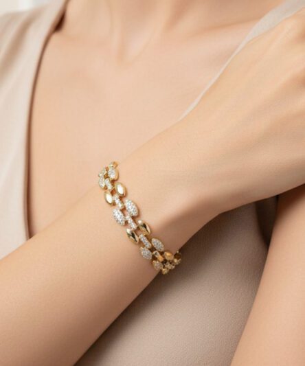 XUPING JEWELRY 14 Ayar Altın Kaplama, Petek Model Zirkon Taşlı Bileklik
