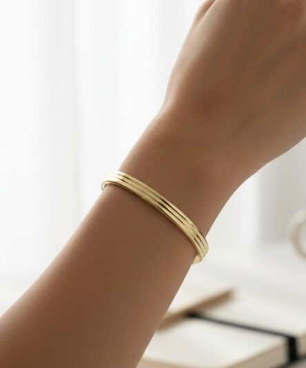 XUPING JEWELRY 14 Ayar Altın Kaplama, Kanallı Kelepçe Bilezik