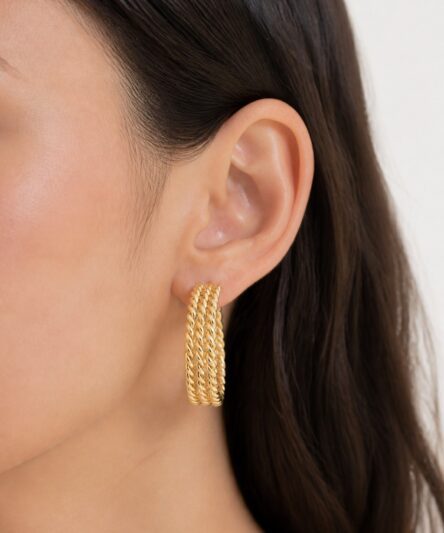 XUPING JEWELRY 14 Ayar Altın Kaplama, Şerit Kesim Trend Küpe