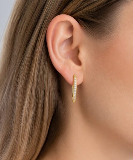 XUPING JEWELRY 14 Ayar Altın Kaplama, Üçgen Uzun Zirkon Taşlı Küpe