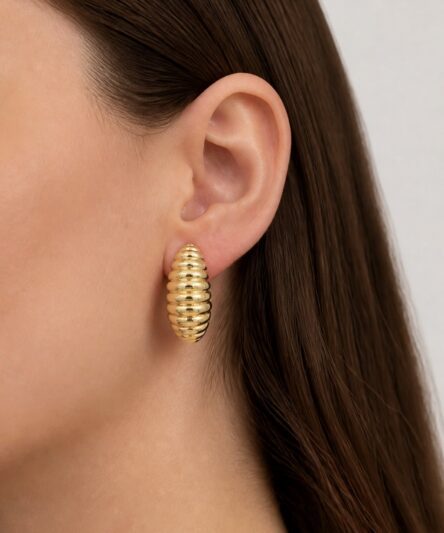 XUPING JEWELRY 14 Ayar Altın Kaplama, Bombeli Uzun Küpe
