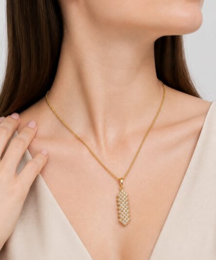 XUPING JEWELRY 14 Ayar Altın Kaplama, Dorika Kolye,Küpe Set (Yüzük Hariç)