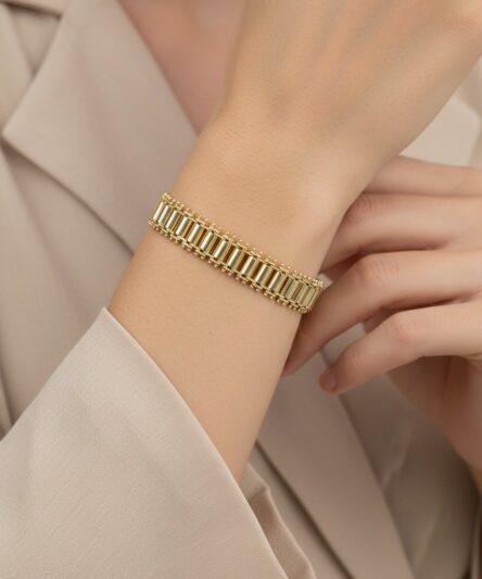 XUPING JEWELRY 14 Ayar Altın Kaplama, Silindir Nokta Bileklik