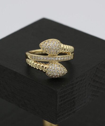 XUPING JEWELRY 14 Ayar Altın Kaplama, Yılan Zirkon Model Yüzük