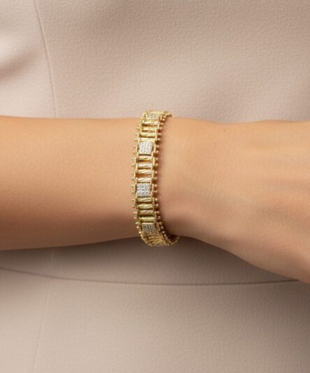 XUPING JEWELRY 14 Ayar Altın Kaplama, Nokta Model Ortası Zirkon Taşlı Bileklik