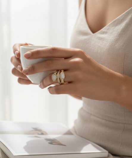 XUPING JEWELRY 14 Ayar Altın Kaplama, Yılan Zirkon Model Yüzük