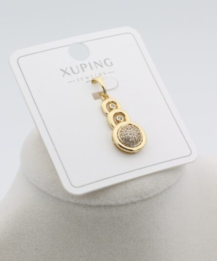 XUPING JEWELRY 14 Ayar Altın Kaplama, Üç Taşlı Yuvarlak Model Charms