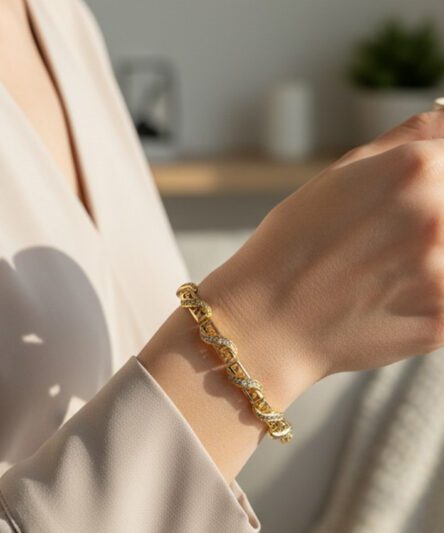 XUPING JEWELRY 14 Ayar Altın Kaplama, Kare Sarmalı Zirkon Taşlı Bileklik