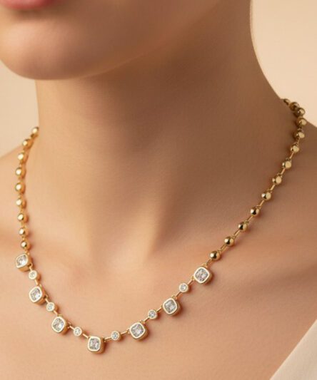 XUPING JEWELRY 14 Ayar Altın Kaplama, Nokta Model Zirkon Taşlı Kolye