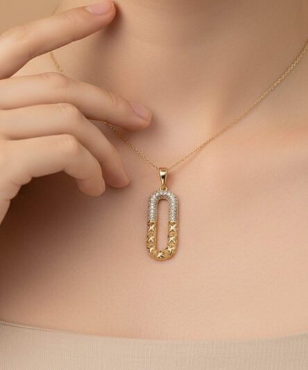 XUPING JEWELRY 14 Ayar Altın Kaplama, Uzun Zirkon Taşlı Charms