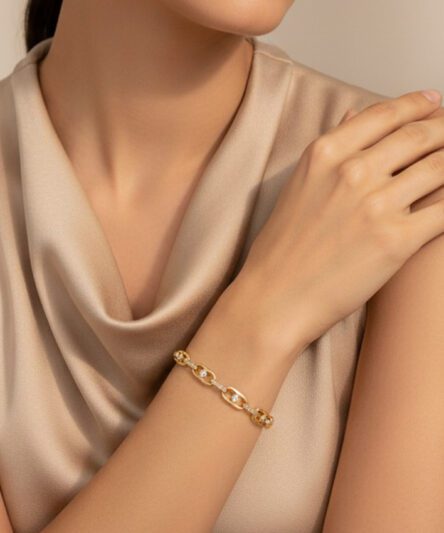XUPING JEWELRY 14 Ayar Altın Kaplama, Chiara Taşlı Model Bileklik