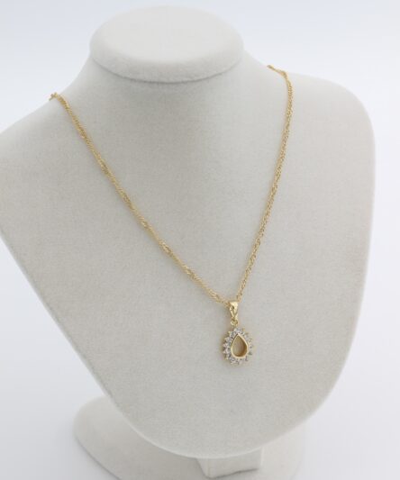 XUPING JEWELRY 14 Ayar Altın Kaplama, Su Damlası Taşlı Küçük Kolye