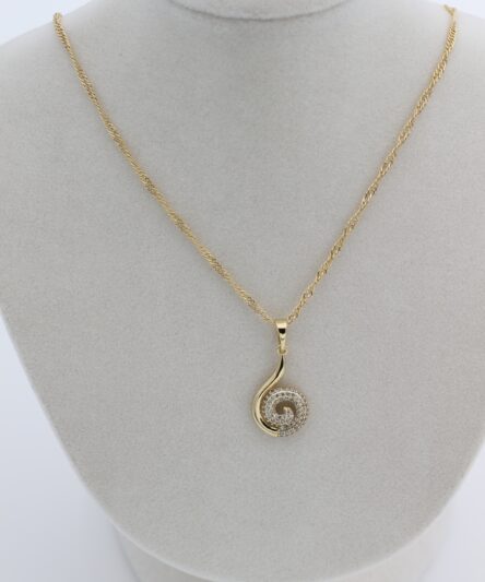 XUPING JEWELRY 14 Ayar Altın Kaplama, Salyangoz Taşlı Kolye