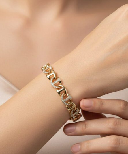 XUPING JEWELRY 14 Ayar Altın Kaplama, Kristal Taşlı Model Bileklik