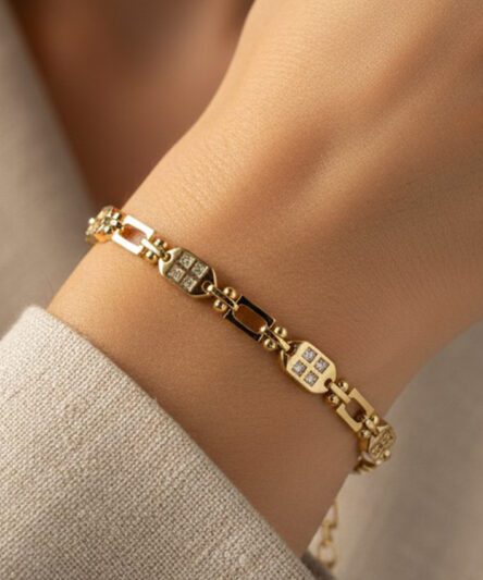 XUPING JEWELRY 14 Ayar Altın Kaplama, Lilam Taşlı Model Bileklik