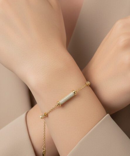 XUPING JEWELRY 14 Ayar Altın Kaplama, Minimal Taşlı Model Bileklik