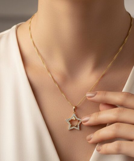 XUPING JEWELRY 14 Ayar Altın Kaplama, Yıldız Taşlı Model Kolye