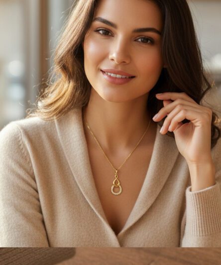 XUPING JEWELRY 14 Ayar Altın Kaplama, Sonsuzluk Aşk Taşlı Kolye