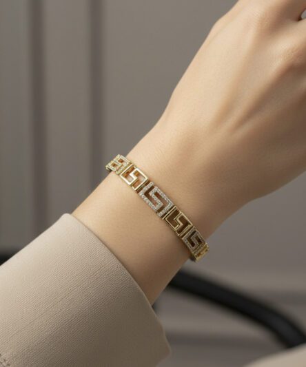 XUPING JEWELRY 14 Ayar Altın Kaplama, Dikdörtgen Taşlı Model Bileklik