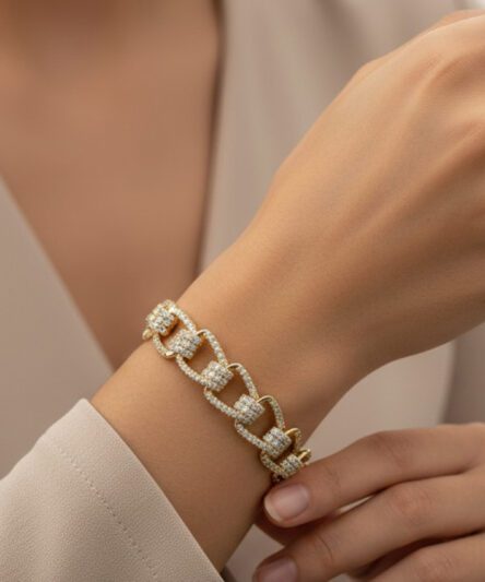 XUPING JEWELRY 14 Ayar Altın Kaplama, Arma Zirkon Taşlı Model Bileklik