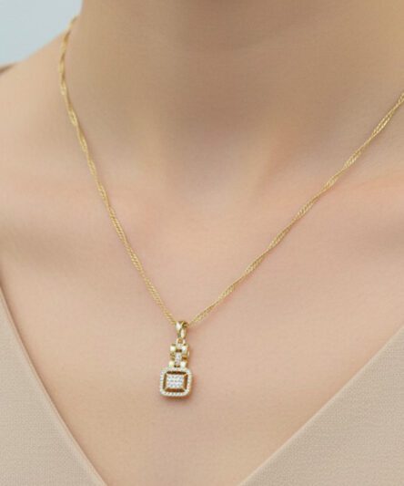 XUPING JEWELRY 14 Ayar Altın Kaplama, Baget Zirkon Taşlı Kolye
