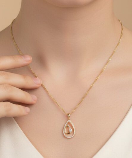 XUPING JEWELRY 14 Ayar Altın Kaplama, Damla Zirkon Taşlı Kolye
