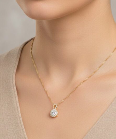 XUPING JEWELRY 14 Ayar Altın Kaplama, Everya Zirkon Taşlı Kolye