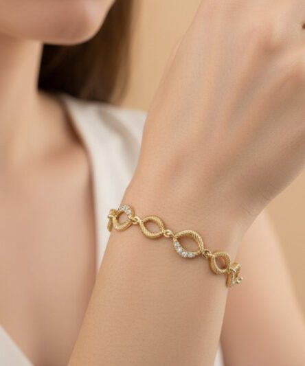 XUPING JEWELRY 14 Ayar Altın Kaplama, Hallow Zirkon Taşlı Bileklik