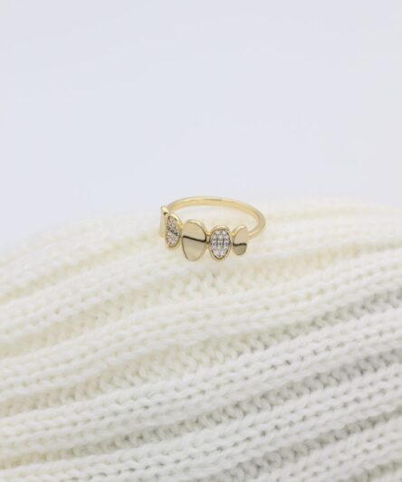 XUPING JEWELRY 14 Ayar Altın Kaplama, Zeyna Zirkon Taşlı Yüzük