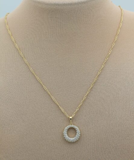 XUPING JEWELRY 14 Ayar Altın Kaplama, Yuvarlak Zirkon Taşlı Kolye