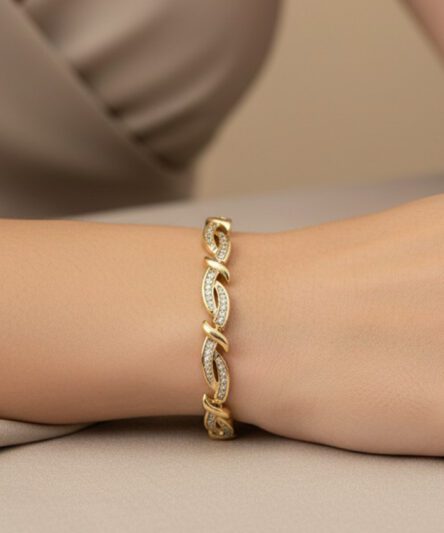 XUPING JEWELRY 14 Ayar Altın Kaplama, Sarmal Zirkon Taşlı Bileklik