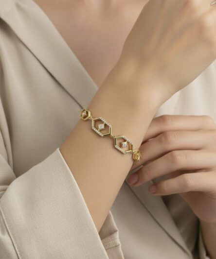 XUPING JEWELRY 14 Ayar Altın Kaplama, Yussa Zirkon Taşlı Bileklik