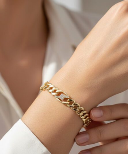 XUPING JEWELRY 14 Ayar Altın Kaplama, Milky Way Zirkon Taşlı Bileklik