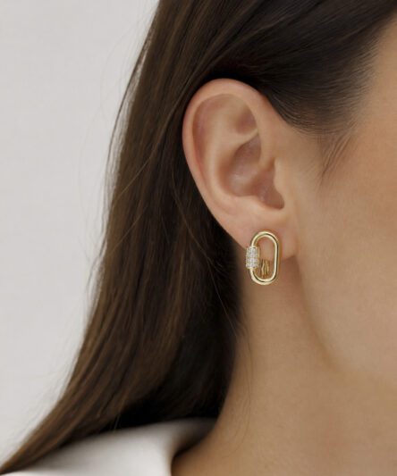 XUPING JEWELRY 14 Ayar Altın Kaplama, Vella Zirkon Taşlı Küpe