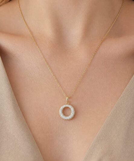 XUPING JEWELRY 14 Ayar Altın Kaplama, Yuvarlak Zirkon Taşlı Kolye